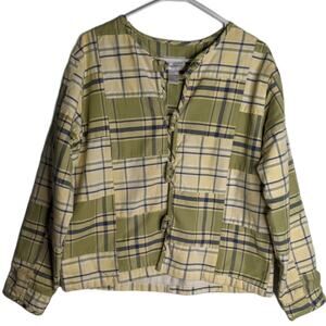 Vintage 80's 90's Christopher & Banks Patch Madras Plaid Cotton Jacket M